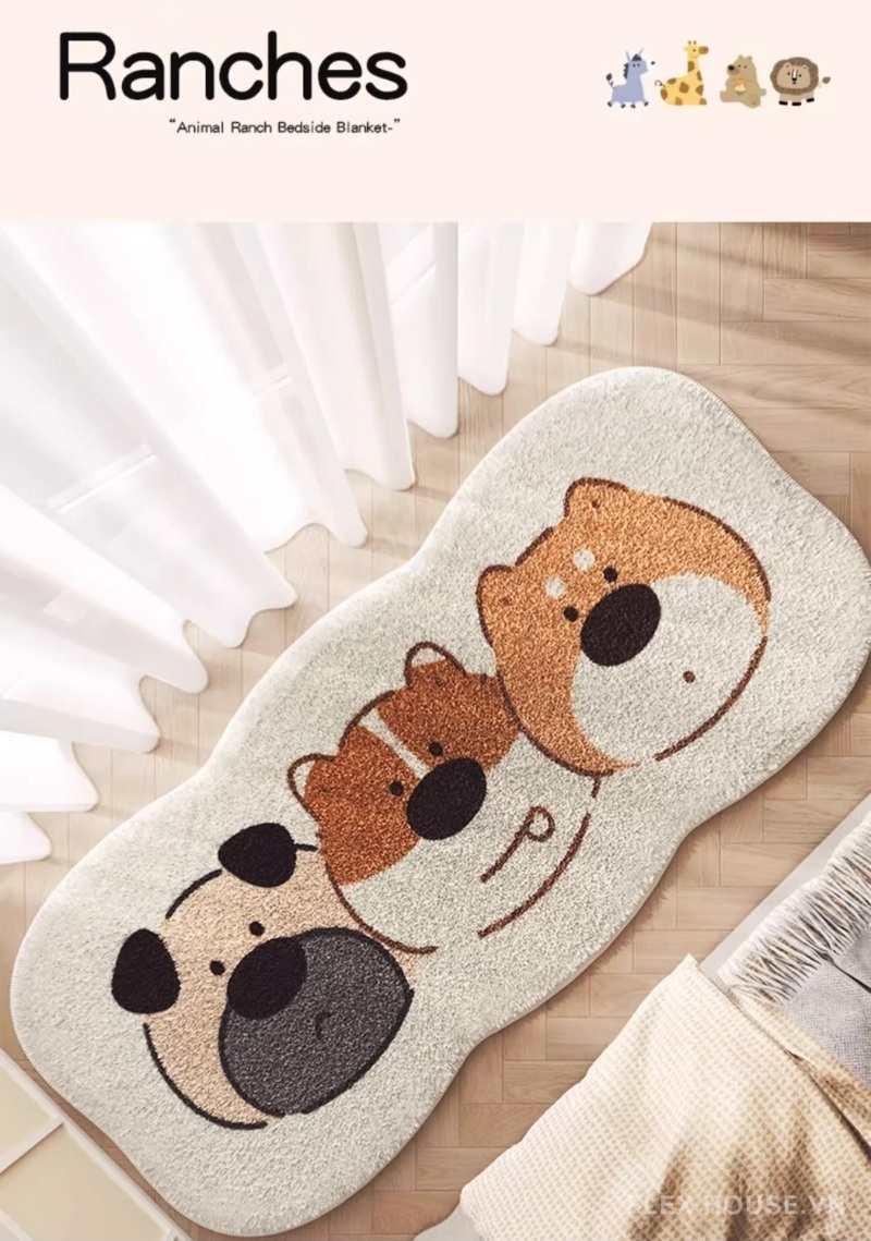 Thảm trải cạnh giường ba chú gấu cute XF4483