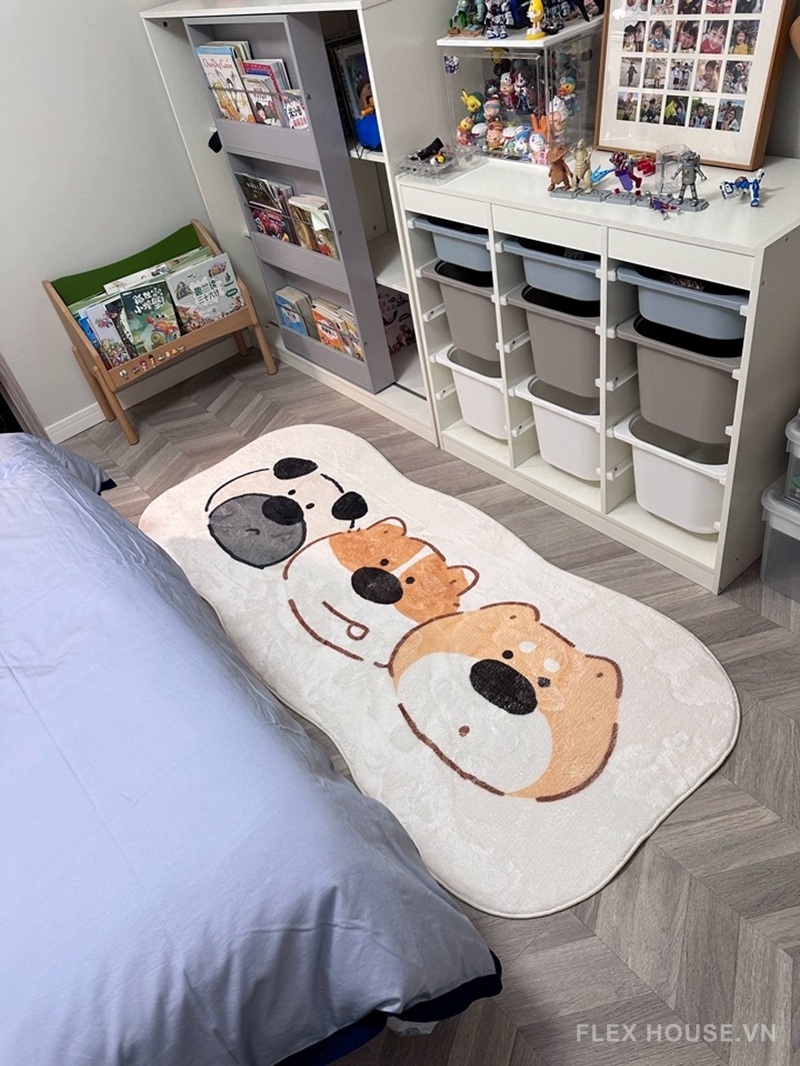 Thảm trải cạnh giường ba anh em gấu chó dễ thương XF4483