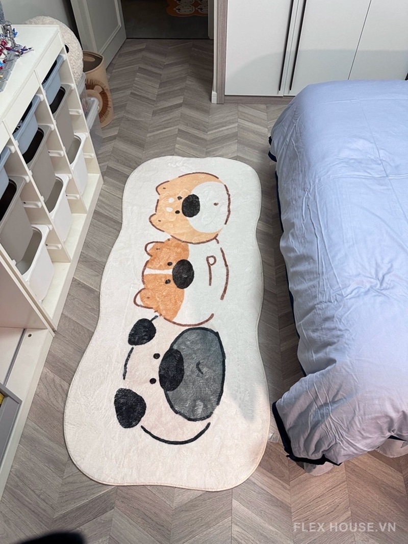 Thảm trải cạnh giường ba anh em gấu chó dễ thương XF4483