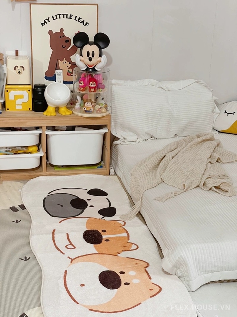 Thảm trải cạnh giường ba anh em gấu chó dễ thương XF4483
