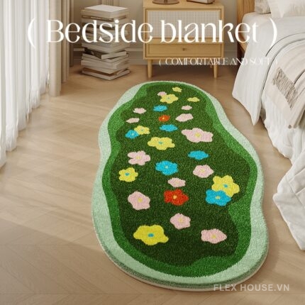 Thảm trải cạnh giường hoa đồng cỏ xanh tự nhiên XF4481
