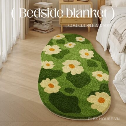 Thảm trải cạnh giường hoa đồng cỏ xanh tự nhiên XF4481