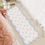 Thảm trải cạnh giường họa tiết nơ lặp phối viền pastel XF8780.01