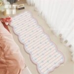 Thảm trải cạnh giường họa tiết nơ lặp phối viền pastel XF8780.02