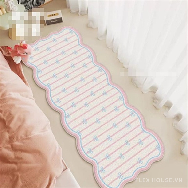 Thảm trải cạnh giường họa tiết nơ lặp phối viền pastel XF8780 5 Thảm trải cạnh giường họa tiết nơ lặp phối viền pastel XF8780.02