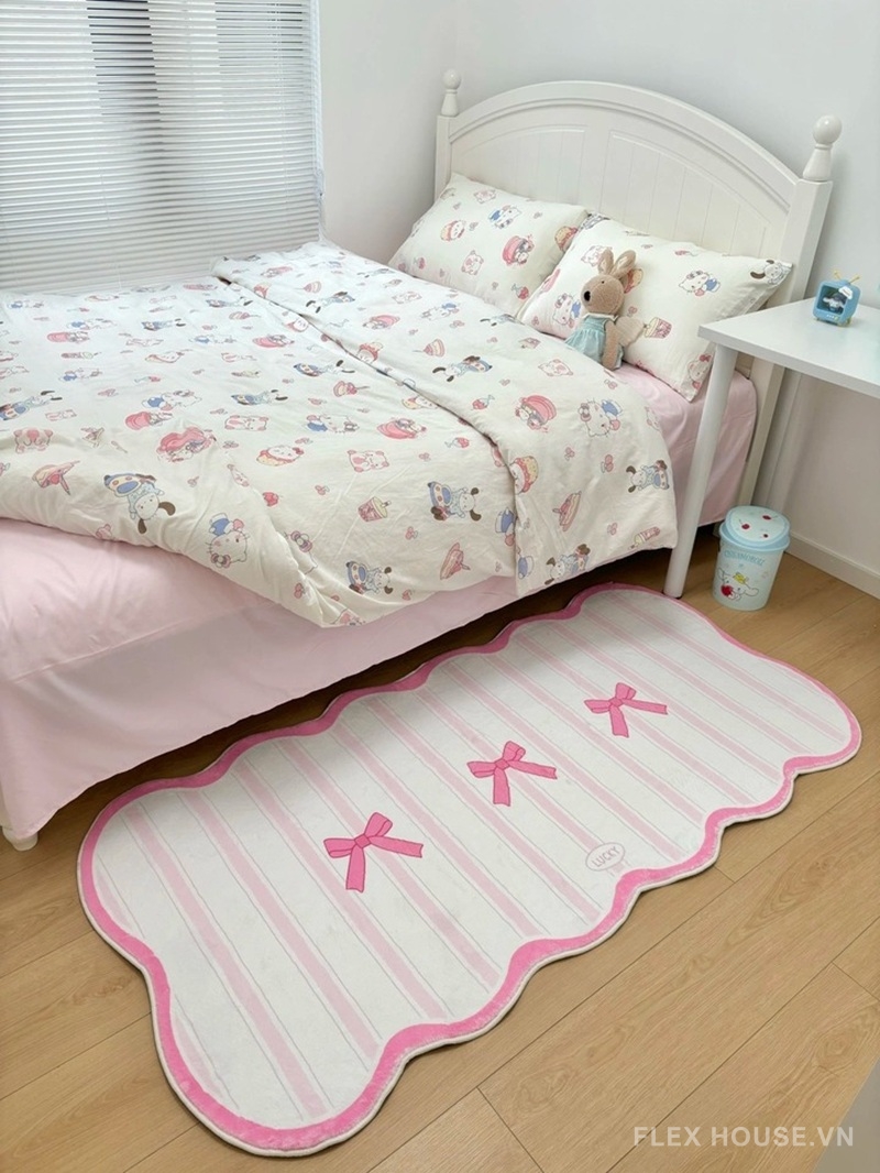 Thảm trải cạnh giường phòng ngủ nơ hồng Girly Chic XF8779 4 Ảnh thực tế XF8779.01