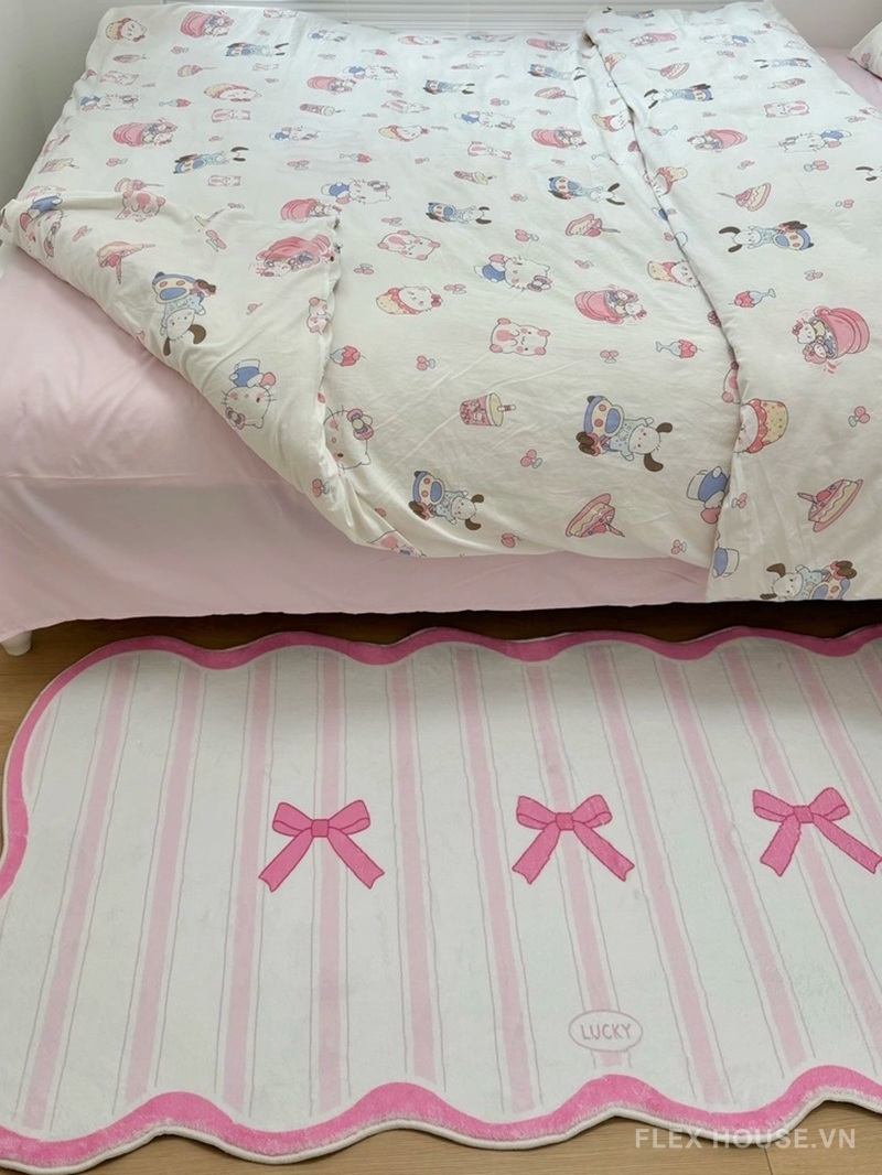 Thảm trải cạnh giường phòng ngủ nơ hồng Girly Chic XF8779 6 Ảnh thực tế XF8779.01