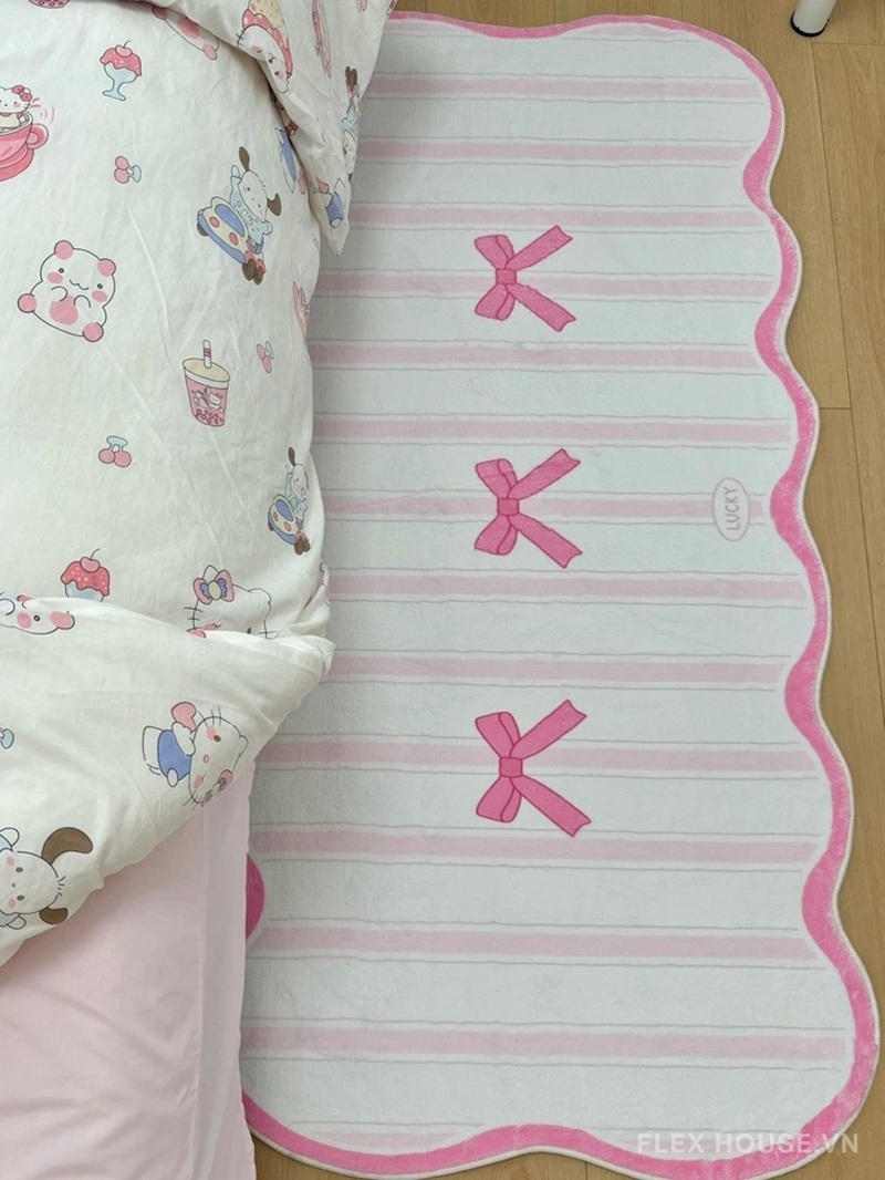 Thảm trải cạnh giường phòng ngủ nơ hồng Girly Chic XF8779 7 Ảnh thực tế XF8779.01