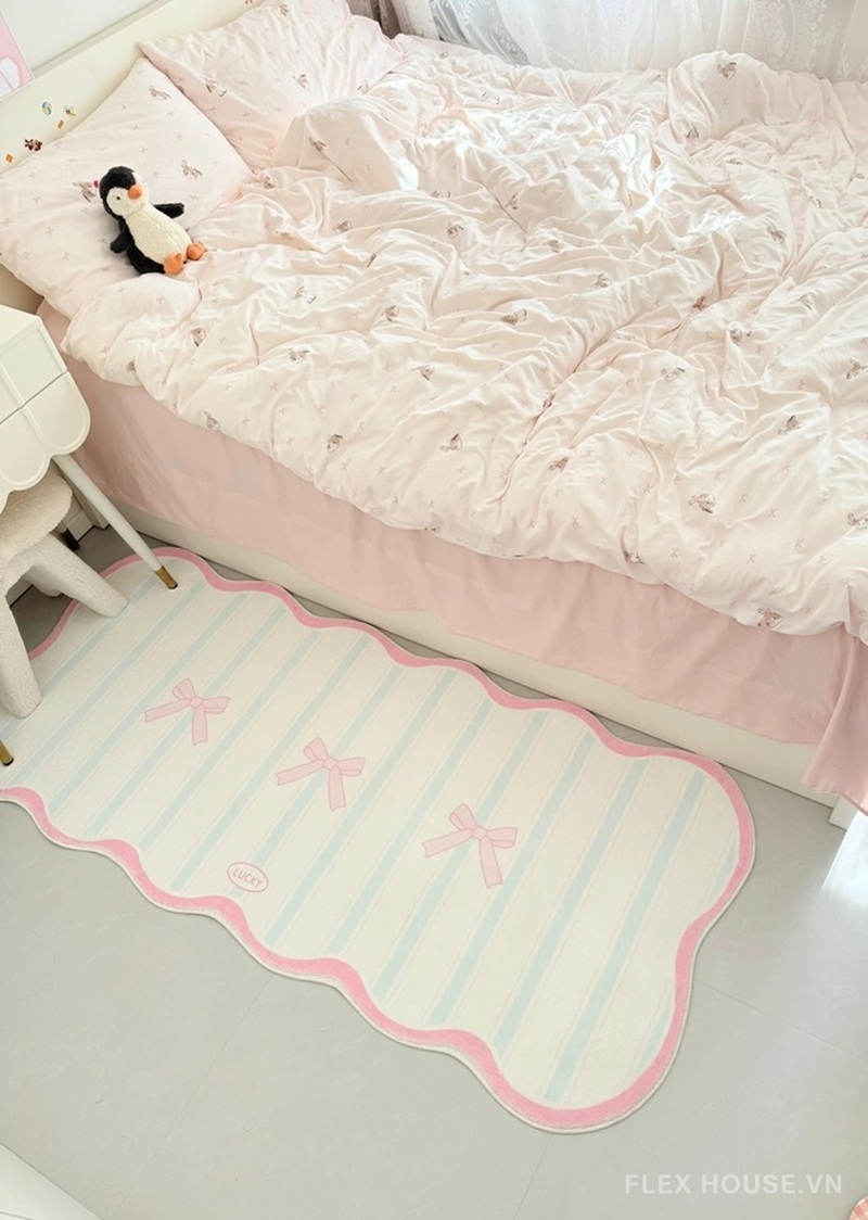 Thảm trải cạnh giường phòng ngủ nơ hồng Girly Chic XF8779 9 Ảnh thực tế XF8779.02