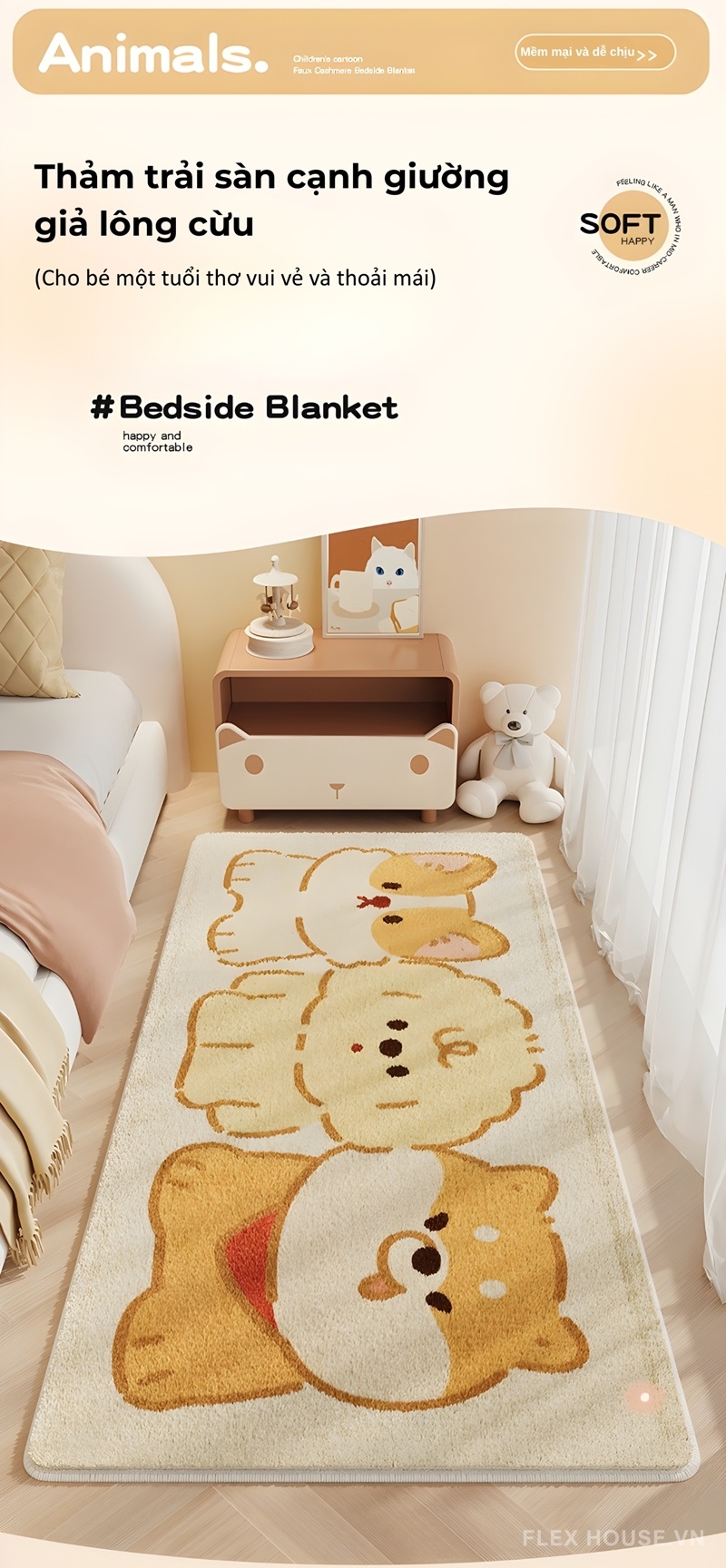 Thảm trải cạnh giường phòng ngủ trẻ em gái XF8802