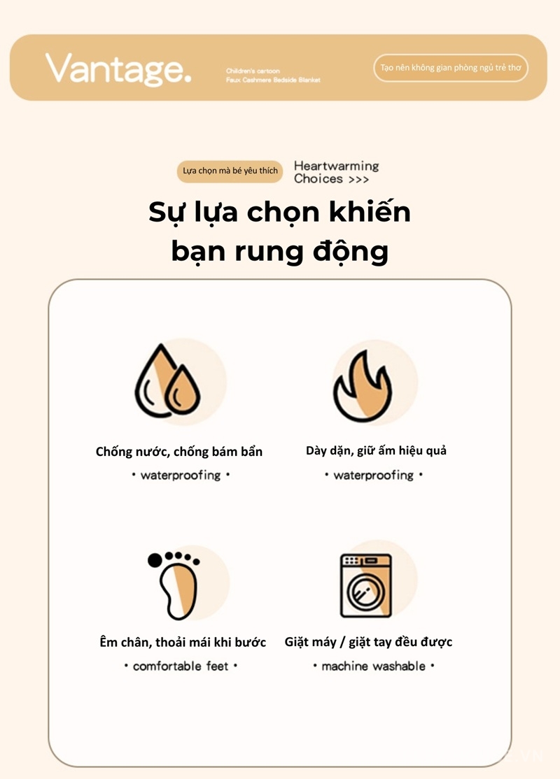 Thảm trải cạnh giường phòng ngủ trẻ em gái XF8802