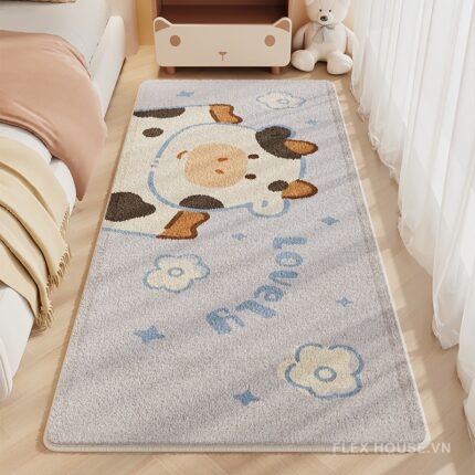 Thảm trải cạnh giường trẻ em hoạt hình xanh pastel XF8803.01