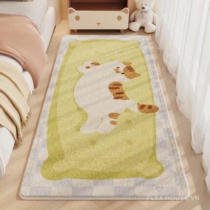 Thảm trải cạnh giường trẻ em hoạt hình xanh pastel XF8803.02