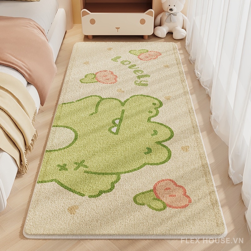 Thảm phòng trẻ em ếch xanh và hoa tulip dễ thương XF8805