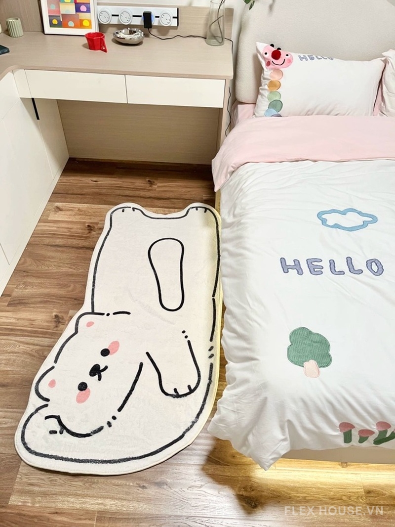 Thảm trải sàn cho trẻ em gấu mèo trắng đáng yêu XF4487 8 Thảm trải sàn cho trẻ em gấu mèo trắng đáng yêu XF4487