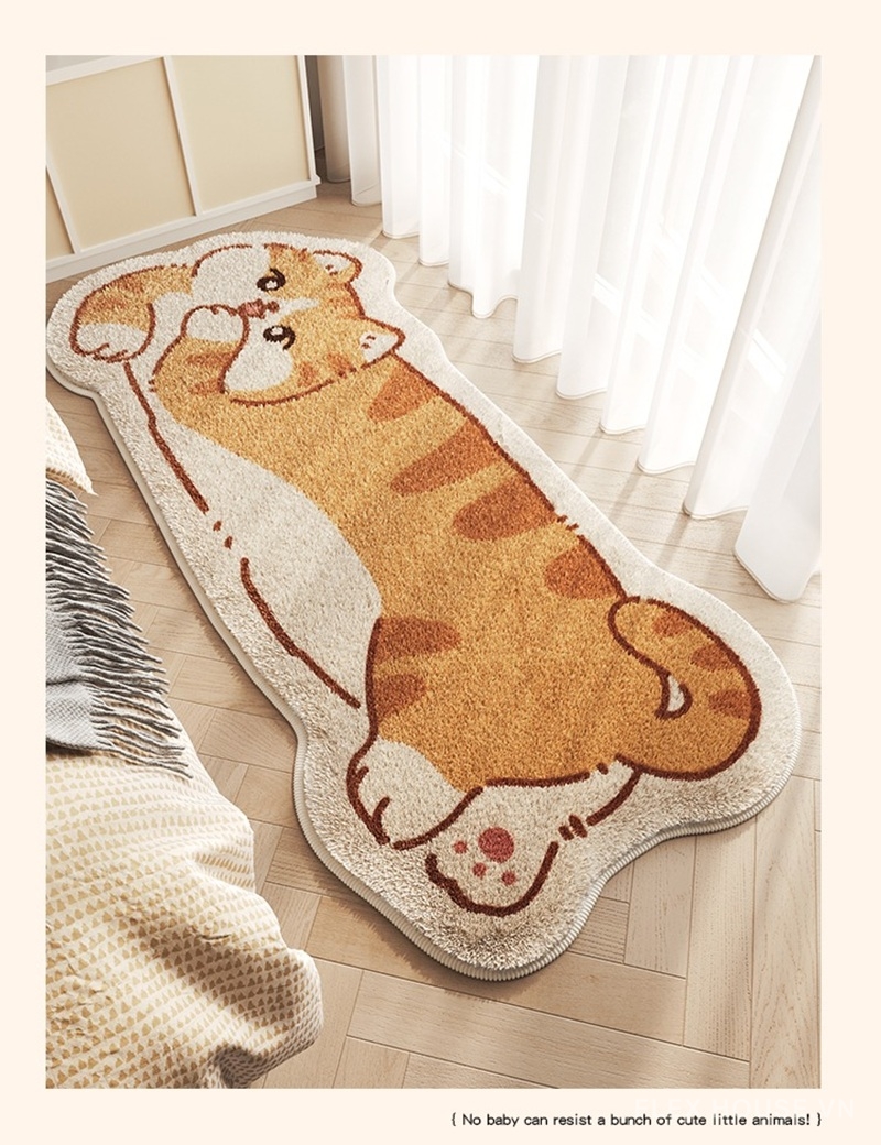 Thảm trải sàn cho trẻ em hình mèo vàng đáng yêu XF4485 1 Thảm trải sàn cho trẻ em hình mèo vàng đáng yêu XF4485