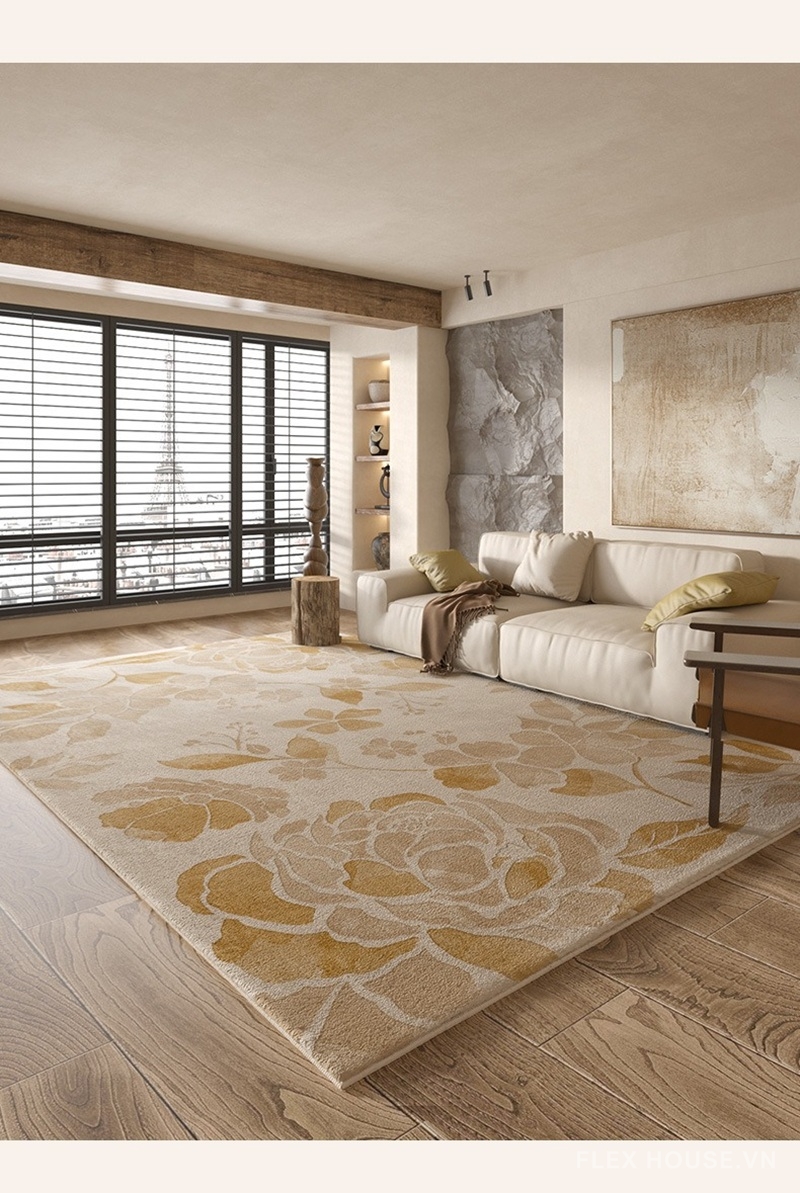 Thảm trải sàn phòng khách caramel ấm áp XF8682