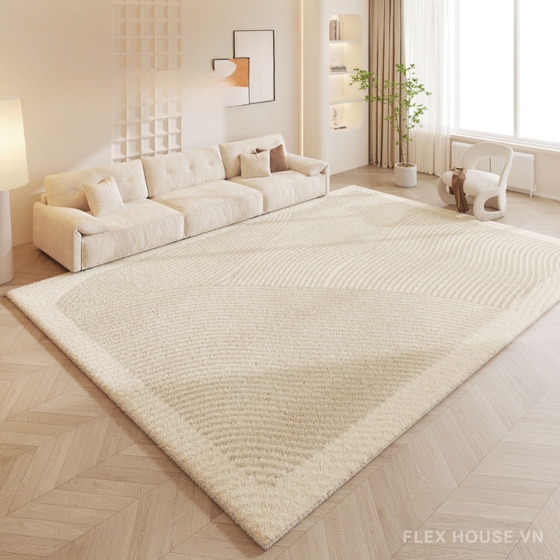 Thảm trải sàn vân sóng ánh sữa giặt máy tiện lợi XF8306
