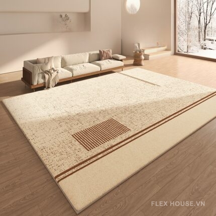 Thảm trải sàn Wabi-sabi màu be gỗ nâu ấm tĩnh lặng XF8301