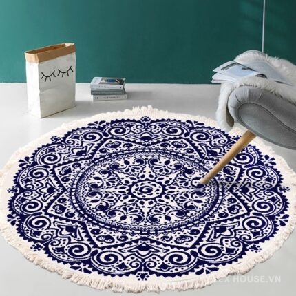 Thảm tròn Arabesque Địa Trung Hải XF8036-19