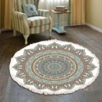 Thảm tròn Bohemian hoa lá đồng nội XF8036-23
