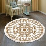 Thảm tròn Bohemian tông nâu mộc mạc XF8036-36