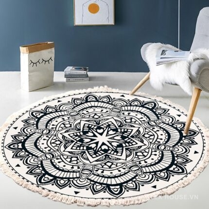 Thảm tròn Boho điểm ngôi sao 8 cánh XF8036-20