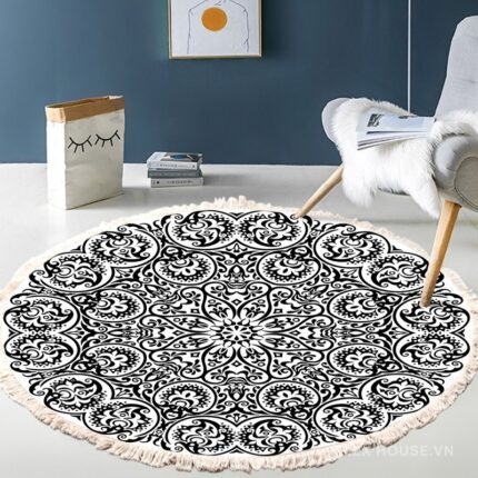 Thảm tròn Boho họa tiết Arabesque XF8036-15