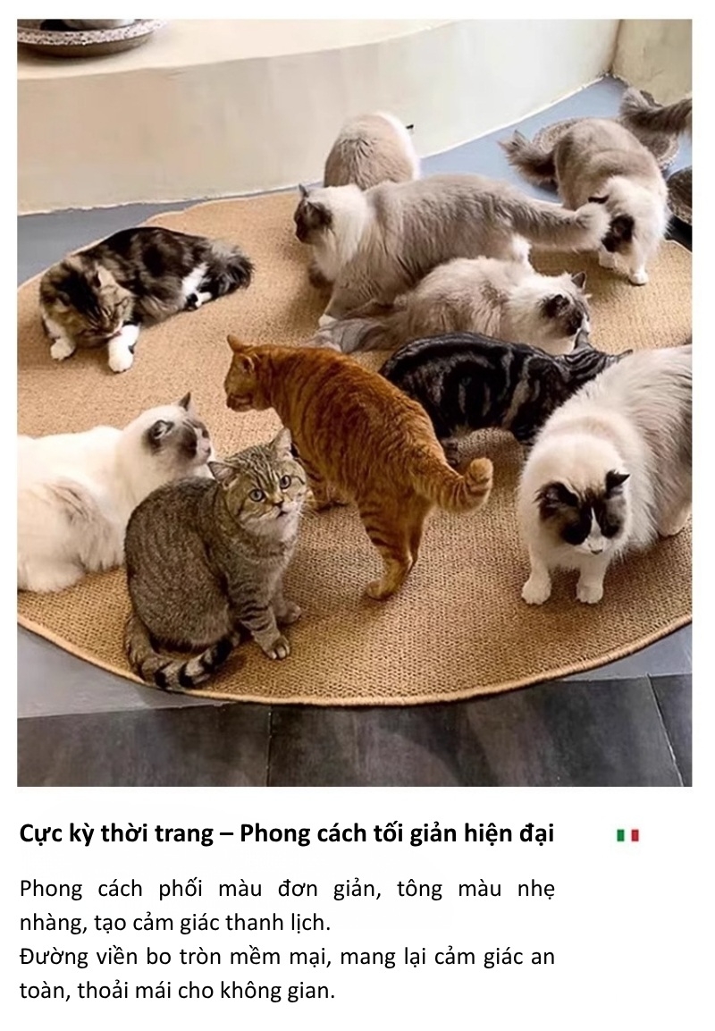Thảm tròn giả sợi lanh chống trầy xước cao cấp XF0254