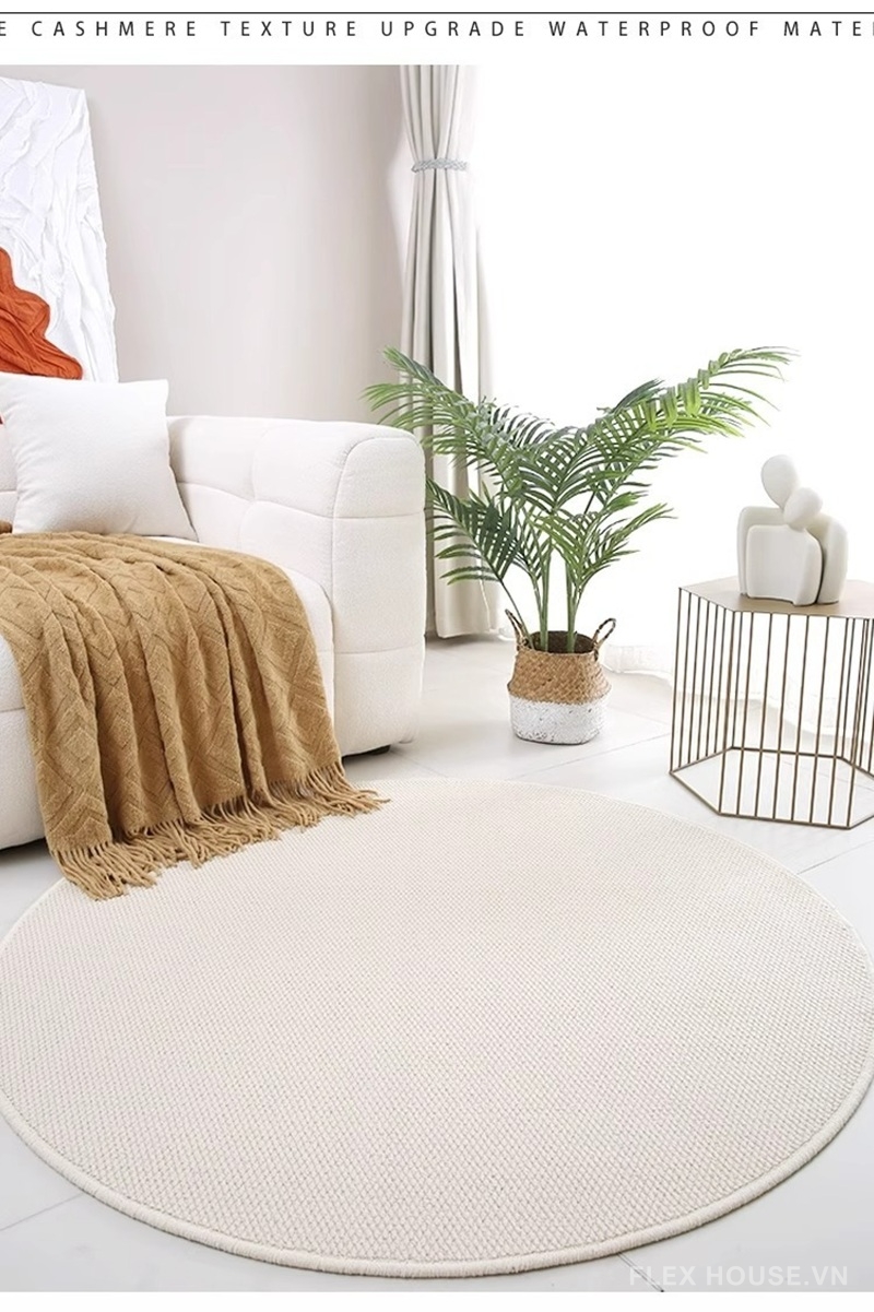 Thảm tròn giả sợi lanh chống trầy xước cao cấp XF0254