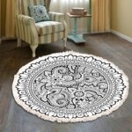 Thảm tròn hoa lá nghệ thuật Henna XF8036-25