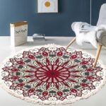 Thảm tròn họa tiết Bohemian tông đỏ XF8036-4