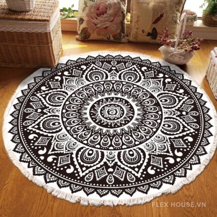 Thảm tròn họa tiết Bohemian tông Bắc Âu XF8036-2