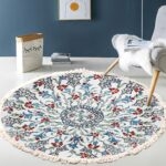 Thảm tròn họa tiết hoa lá Bohemian XF8036-03