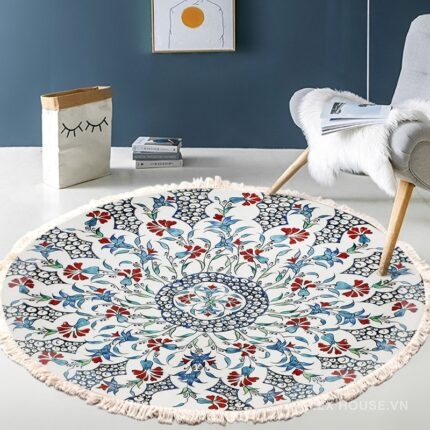Thảm tròn họa tiết hoa lá Bohemian XF8036-03
