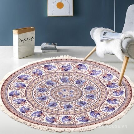 Thảm tròn họa tiết Paisley cổ điển XF8036-14