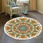 Thảm tròn Mandala Boho sắc màu Retro XF8036-28