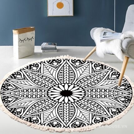 Thảm tròn Mandala hoa lá cách điệu XF8036-18
