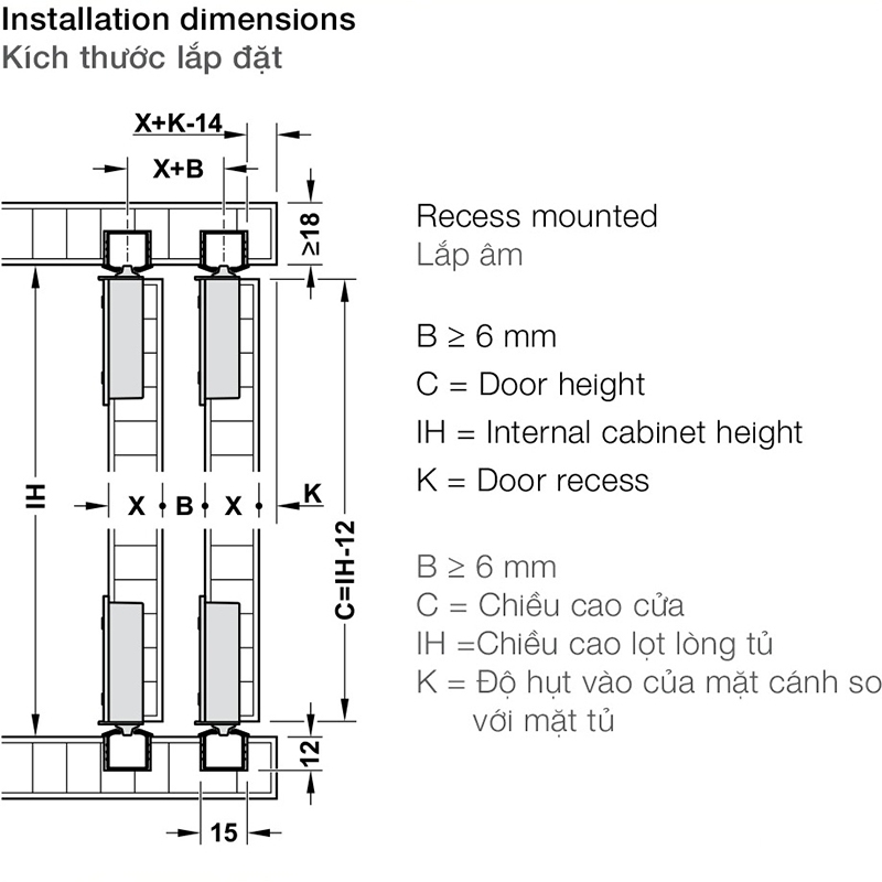 Phụ kiện cửa trượt tủ giảm chấn Slido F-Line18 50A Hafele 401.30.016 5 Phụ kiện cửa trượt tủ giảm chấn Slido F-Line18 50A Hafele 401.30.016 10