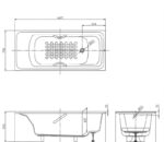 Bồn tắm chữ nhật ngọc trai chống trượt tay vịn TOTO PPY1780HPE