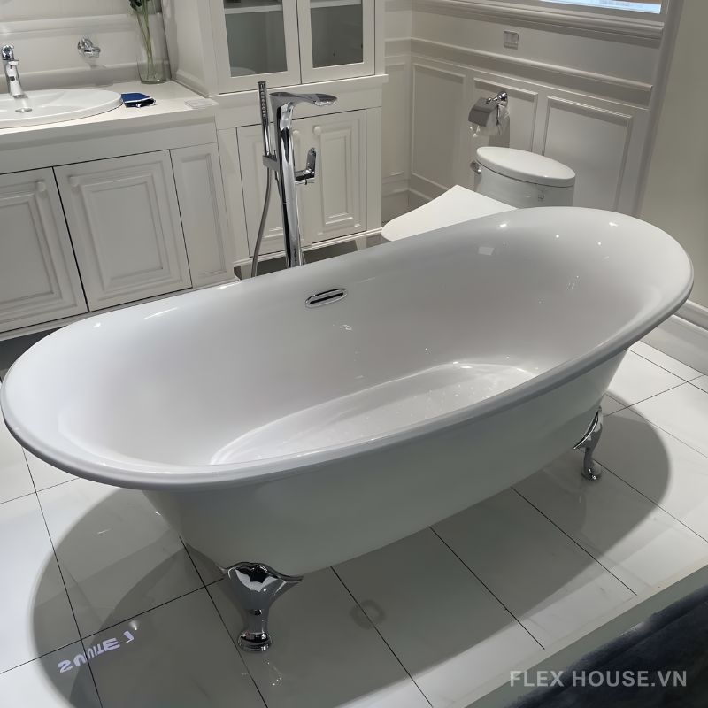 Bồn tắm màu trắng ngọc trai chân bạc TOTO PPY1806PWNE.P 3 1800x866x625mm