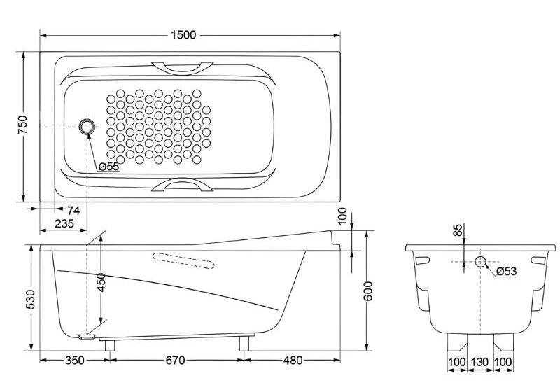 Bồn tắm ngọc trai chống trượt tay vịn TOTO PPY1560HPE 2 Bồn tắm ngọc trai chống trượt tay vịn TOTO PPY1560HPE