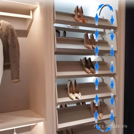 Phụ kiện kệ giày xoay 360 độ nâng hạ điện 12 tầng FJH3916
