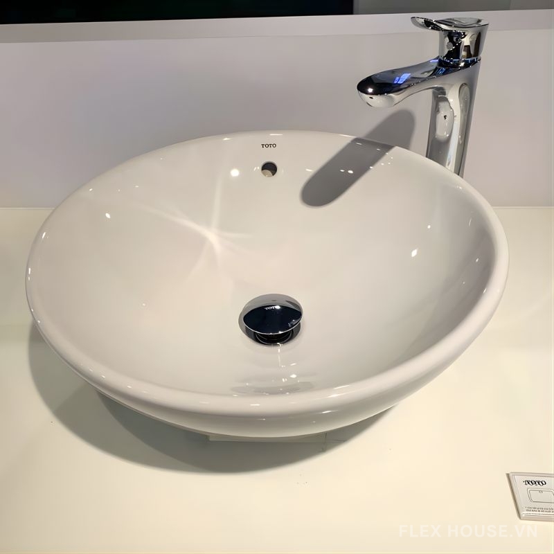 Chậu lavabo rửa mặt đặt bàn dáng tròn TOTO LT523S.XW 4 Chậu lavabo rửa mặt đặt bàn dáng tròn TOTO LT523S.XW