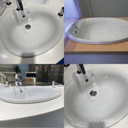 Chậu sứ lavabo dáng elip dương vành TOTO L762