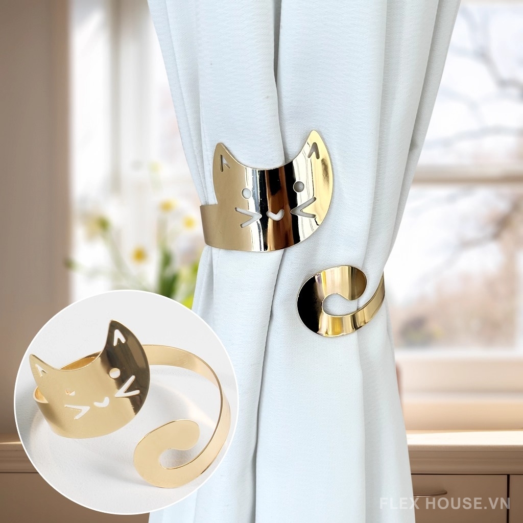 Đai cài rèm hợp kim hình chú mèo FSH138 32