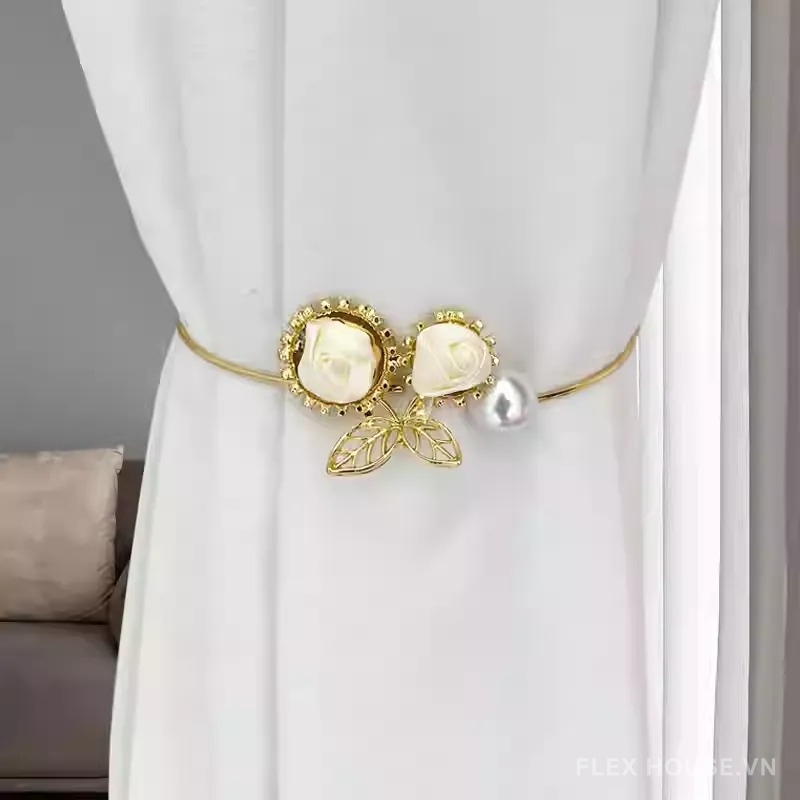Dây buộc rèm kim loại decor hoa hồng FSH421 8
