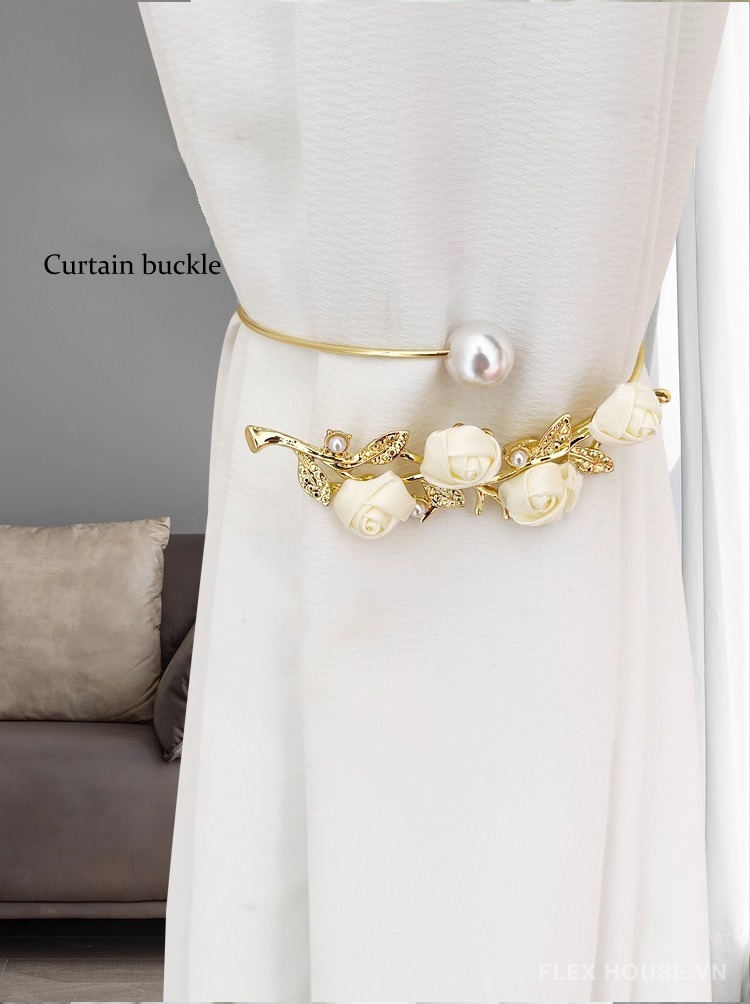 Dây buộc rèm kim loại decor hoa hồng FSH421 9