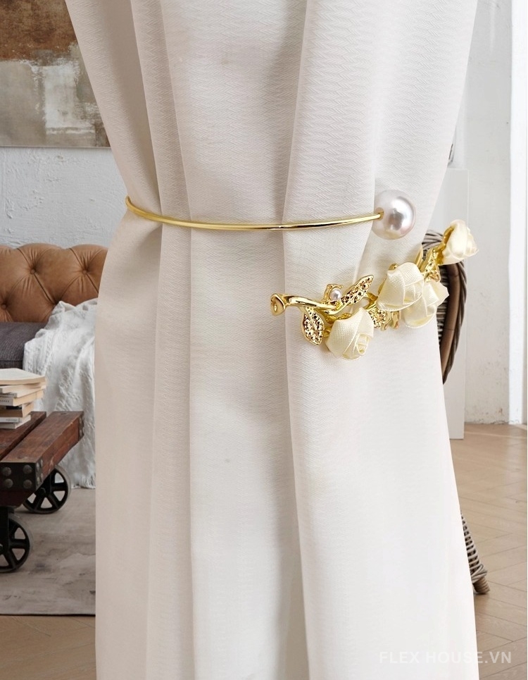 Dây buộc rèm kim loại decor hoa hồng FSH421 6