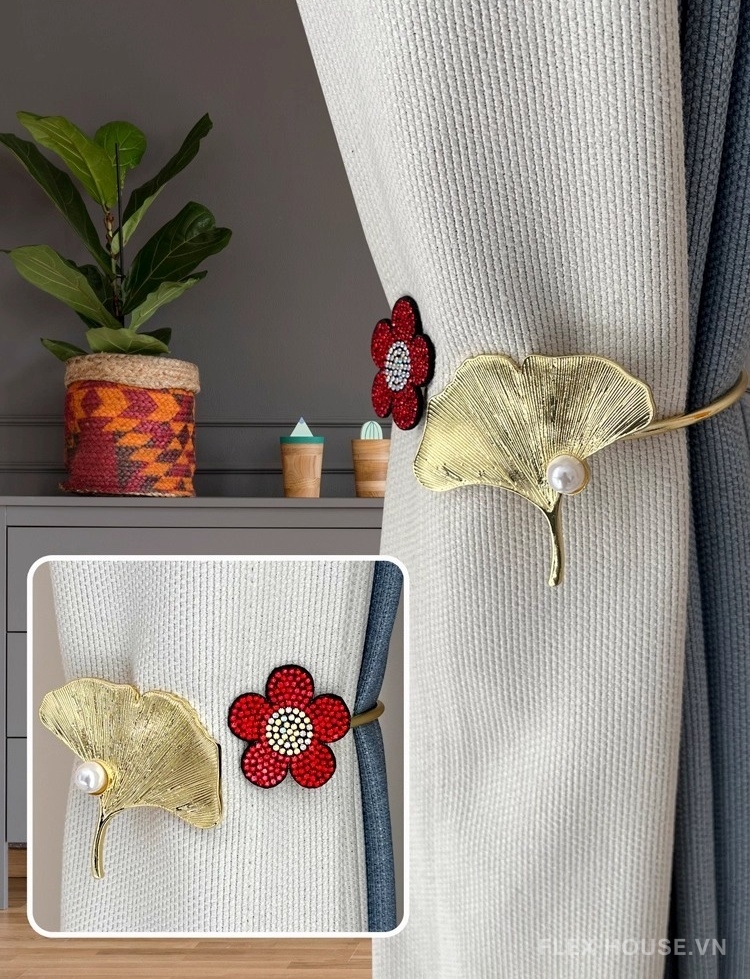 Dây buộc rèm kim loại hình lá ngân hạnh FSH863 3 Dây buộc rèm kim loại hình lá ngân hạnh FSH863 6